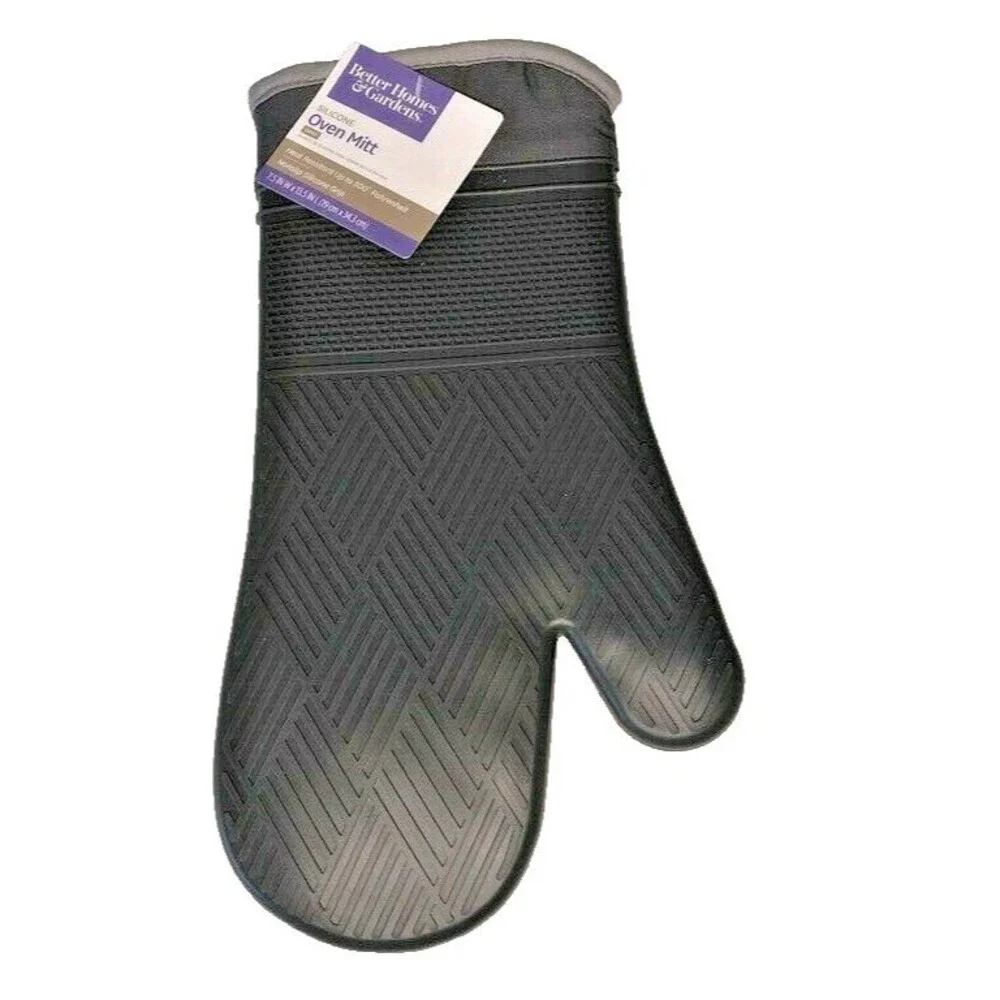 Better Homes & Gardens Kitchen Oven Mitts Set of 2 Grey Silicone Texturized